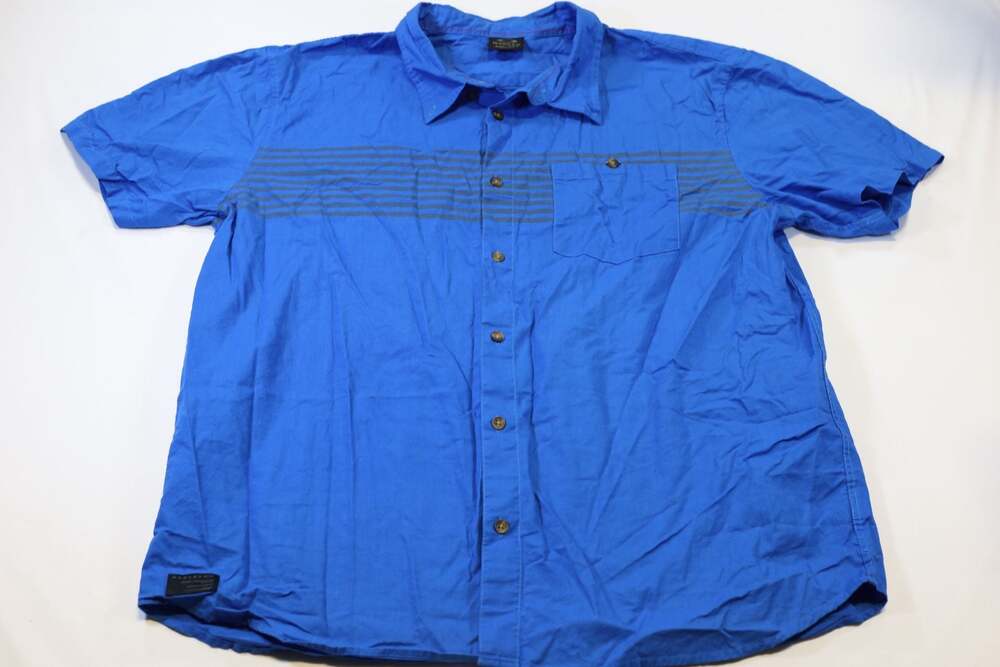 Oakley Striped Short Sleeve Button Up Shirt Blue XXL